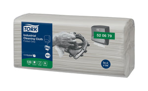 Tork - Chiffon de nettoyage W4 Industriel plié 1 pli 4x120 feuilles gris 520679
