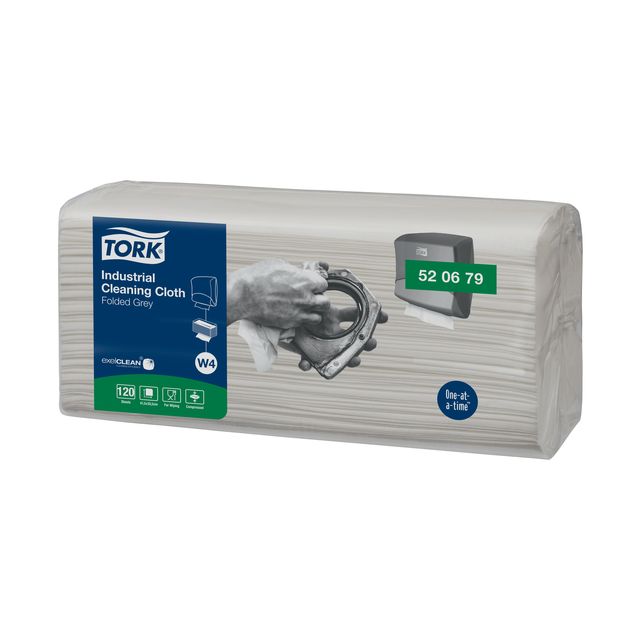 Tork - Panno pulizia W4 Industrial piegato 1 velo 4x120 fogli grigio 520679