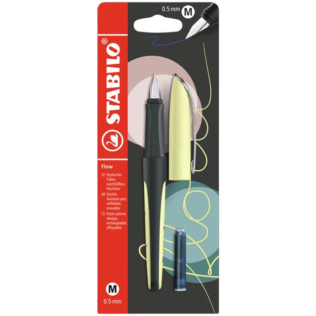 Stabilo - Vulpen Flow pastel geel | 5 stuks