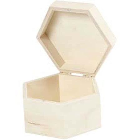 Creotime - Caja Creativ Company hexagonal 12x7cm de madera contrachapada