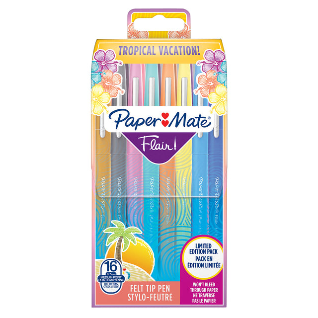 Paper Mate - Fineliner Papermate Flair Tropical M 16st Assorti | Enui ein 16 Stück