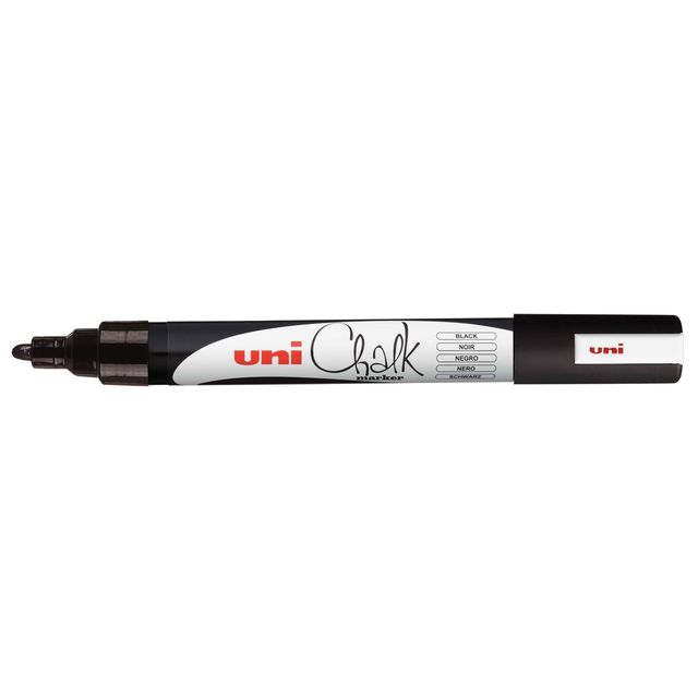 Uni-ball -  Krijtstift chalk rond 1.8-2.5mm zwart | 6 stuks