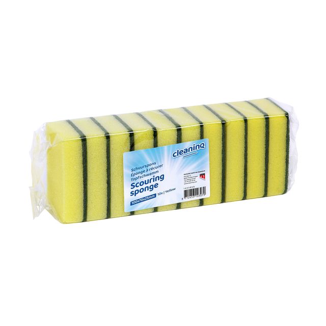 Cleaninq -  Schuurspons  100x70mm gl/gr 10st