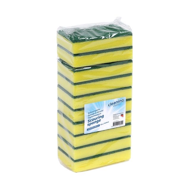 CleanInq - Sponge de ponçage CleanInq 140x90x28mm jaune / vert | Sceller un 10 morceau