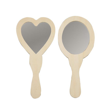 Creotime - Miroir à main Creativ Company coeur et ovale 23-24cm bois 2 pièces