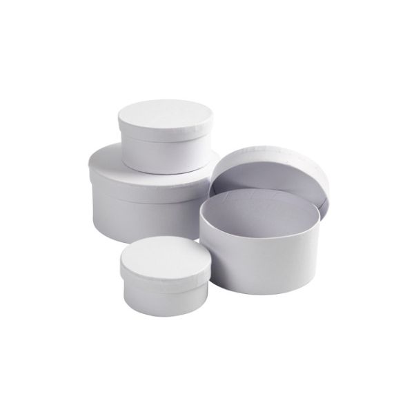 Doos Creativ Comp rond 4st Ø 8, 10, 12, 14cm, hoogte 4, 5, 6, 7cm wit