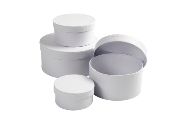 Doos Creativ Comp rond 4st Ø 8, 10, 12, 14cm, hoogte 4, 5, 6, 7cm wit