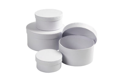 Doos Creativ Comp rond 4st Ø 8, 10, 12, 14cm, hoogte 4, 5, 6, 7cm wit