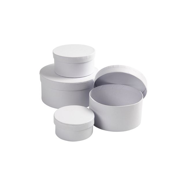 Creativ Company -  Doos Creativ Comp rond 4st Ø 8, 10, 12, 14cm, hoogte 4, 5, 6, 7cm wit