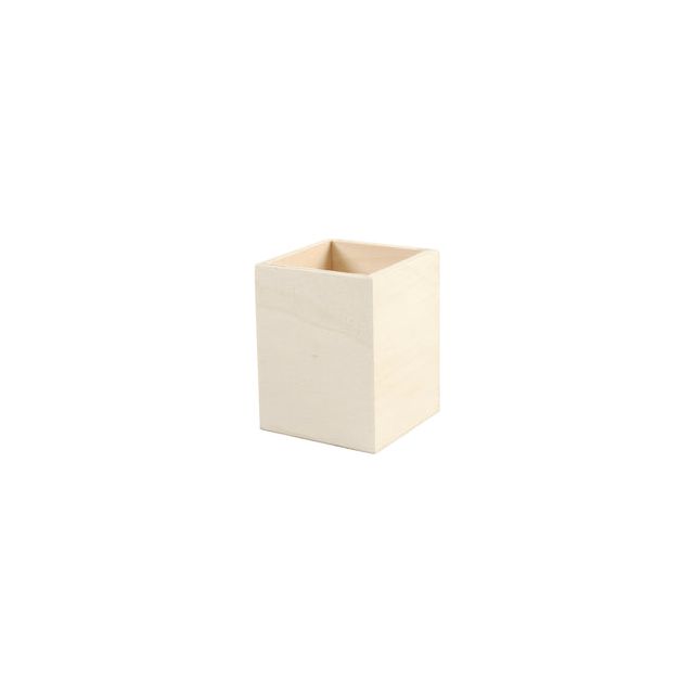 Creotime - Pennenbakje 7,5x7,5x9,5cm hout | 12 stuks