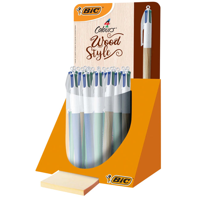 BIC -  Balpen  4kleuren wood m assorti