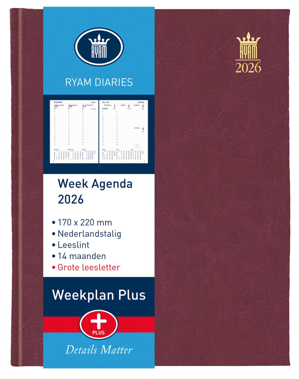 Ryam -  Agenda 2027  weekplan groot letter 7d/2p ass
