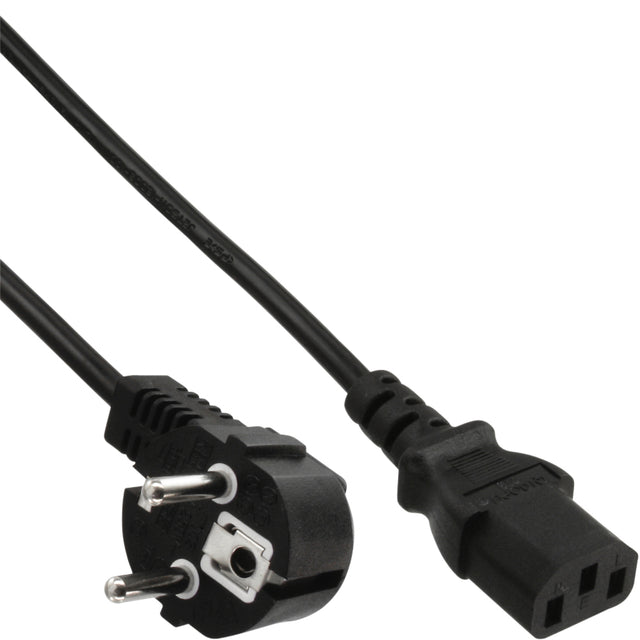 InLine -  Kabel  STROOM C13 recht CEE7/7 haaks 1,8 meter zwart