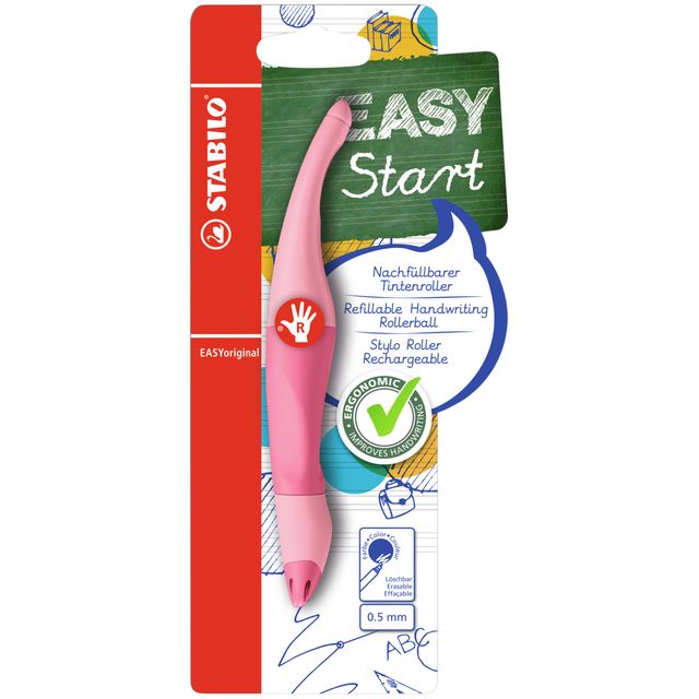 Stabilo -  Rollerpen Easyoriginal rechtshandig medium pastel poederroze blister à 1 stuk | 5 stuks