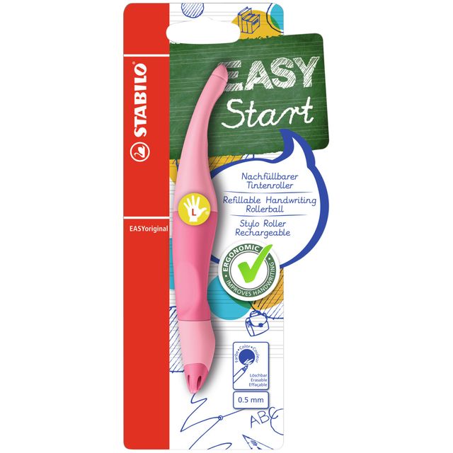 STABILO - Bolígrafo roller Easyoriginal zurdo medio rosa polvo pastel blister de 1 pieza
