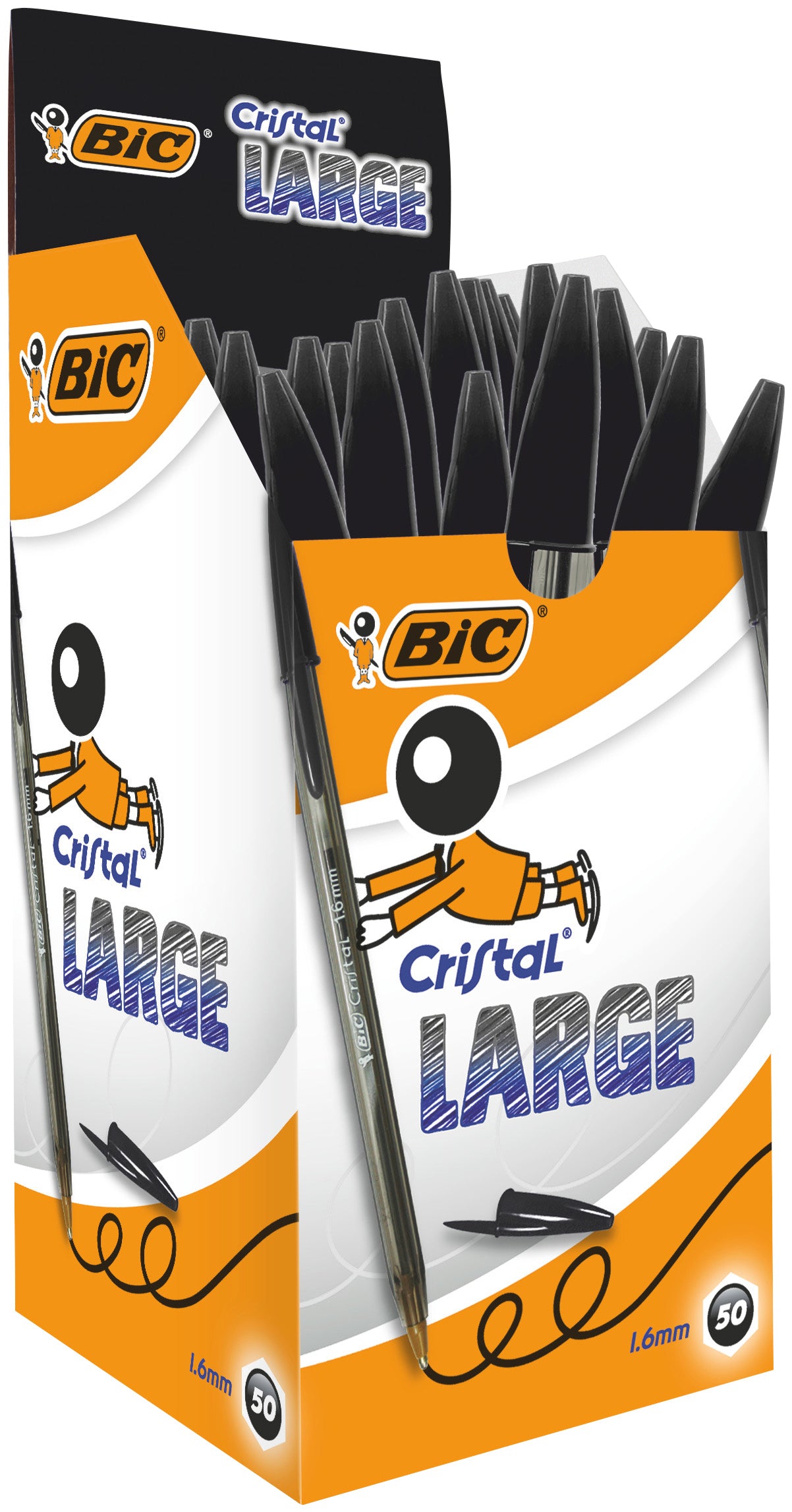 Bic - Penna a sfera Cristal grande nera | 50 pezzi