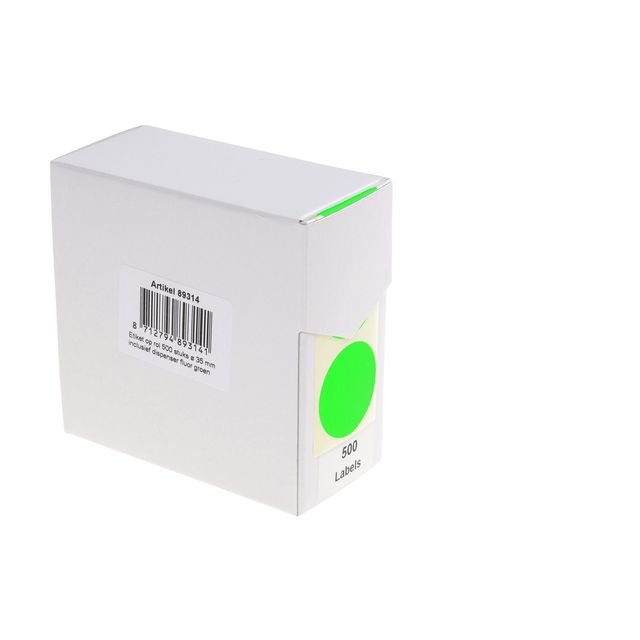 Rillprint -  Etiket 35mm 500st op rol fluor groen
