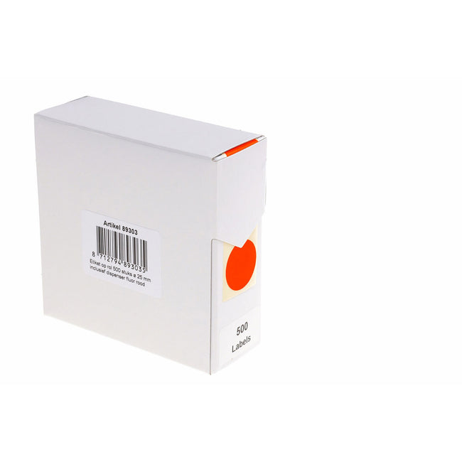 Rillprint - Label 25mm 500 pcs on roll fluorescent red
