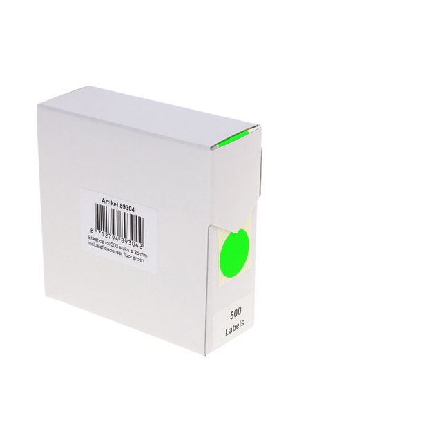Rillprint -  Etiket 25mm 500st op rol fluor groen