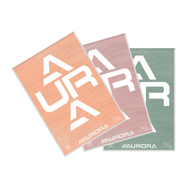 Aurora - Writing pad A4 line 100 sheets 70gr assorted | 10 pieces