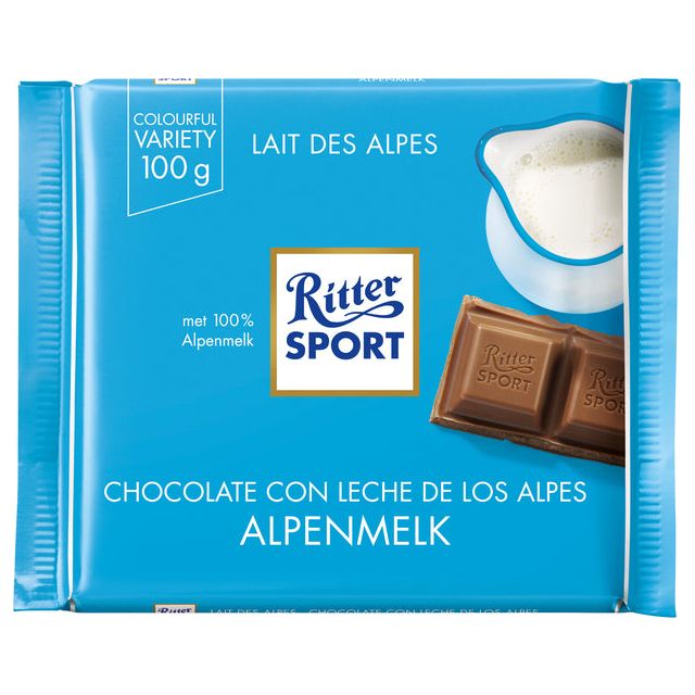 Ritter Sport - Tablet de lait alpin 100gr | 12 pièces