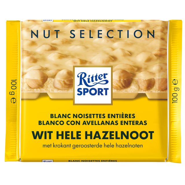 Ritter Sport -  Chocolade wit-hele hazelnoot 100gr | 10 stuks