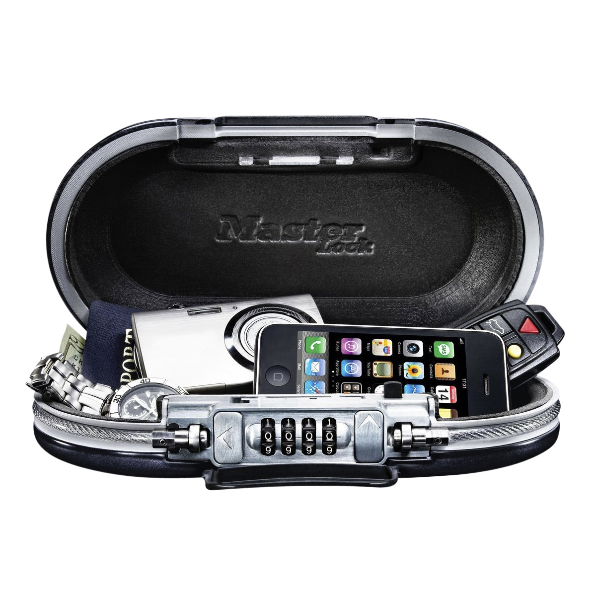 Master Lock -  Kluis safe space combinatieslot en kabel grijs