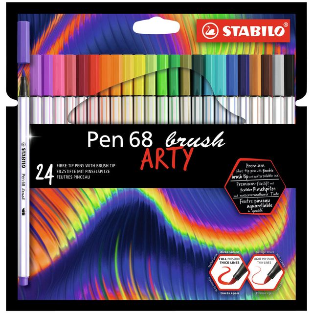 Stabilo - Brushstick Pen 568/24 Arty set assortito di 24 pezzi