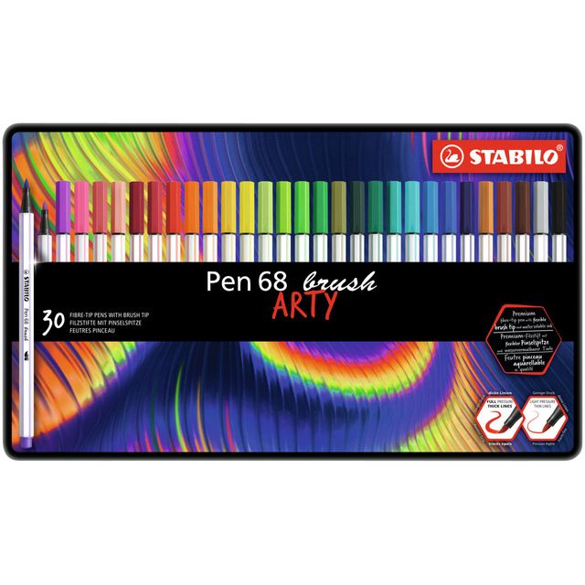 Stabilo - Brushstick Pen 568/30 Arty latta assortita da 30 pezzi