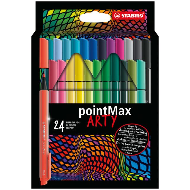 Stabilo -  pointMax, hardtip fineliner 0.8 mm, ARTY etui met 24 kleuren