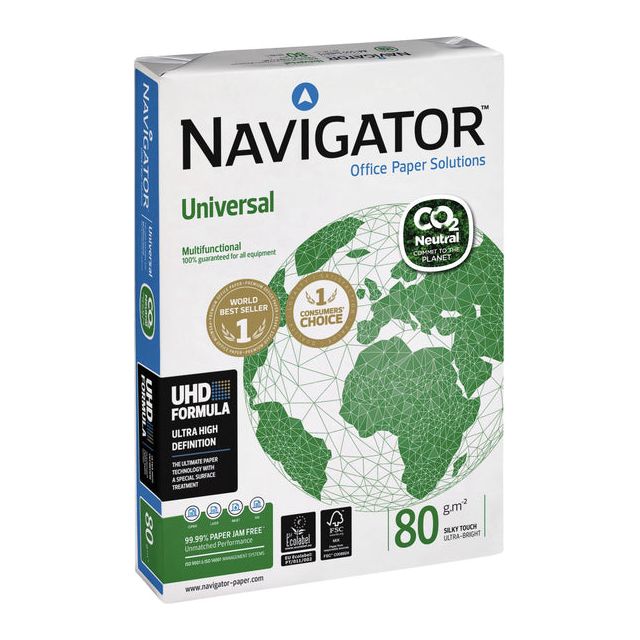 Navigator - Copier Paper Navigator Universal C02 A4 80gr White | Pak une feuille de 500 | 5 pièces