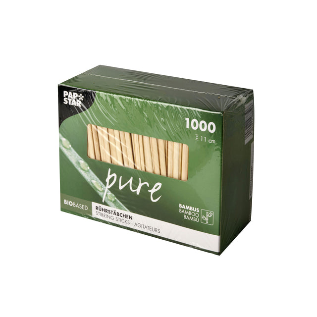 Papstar - Stirring stick 110x3mm bamboo 1000 pieces
