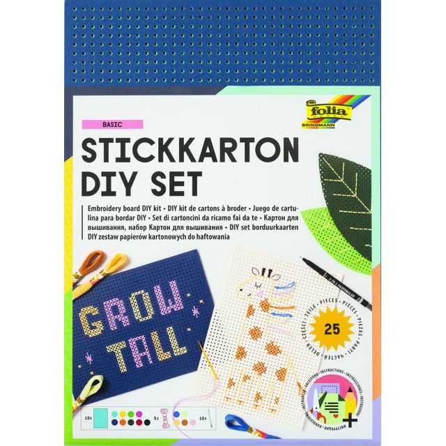 Folia Paper - Stickerei Set Folia 10 Stickkarten Yardnadeln | 1 Beutel