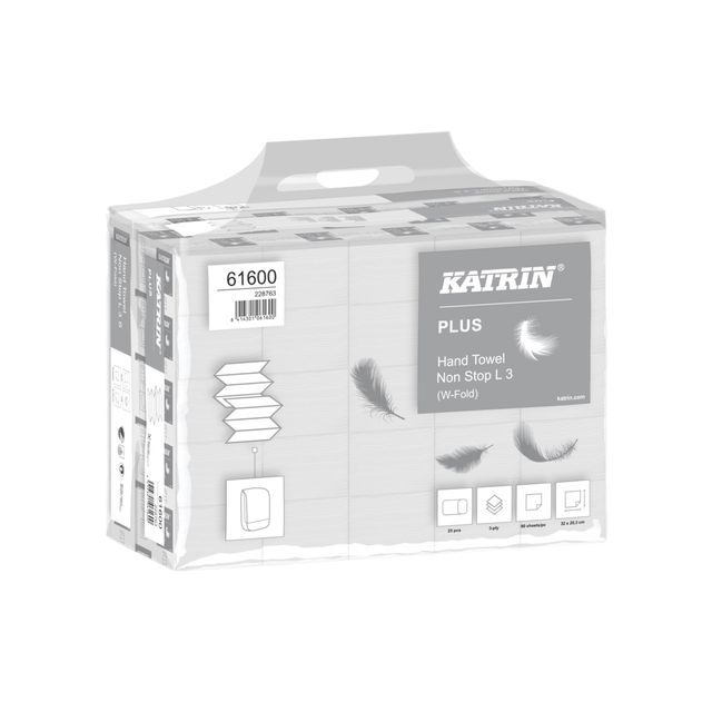 Katrin -  Handdoek Plus w-vouw 3-laags 203x320mm 25x90 vel wit 61600