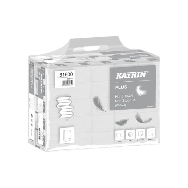 Katrin - Handdoek 61600 W-vouw Plus 3laags 20,3x32cm 25x90st