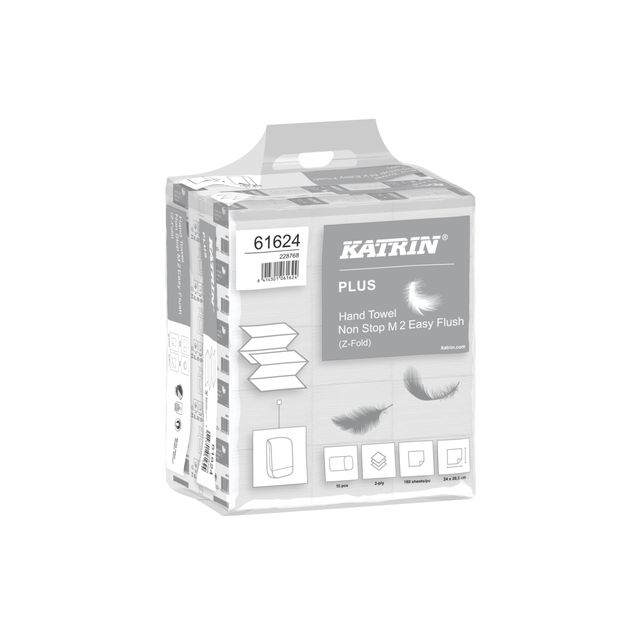Katrin - Towel Plus z-fold 2-layer 203x240mm 15x160 sheets white 61624