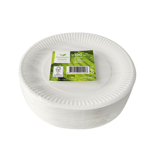 Quantore - Plato Ø230mm cartón 100 piezas blanco | 10 piezas
