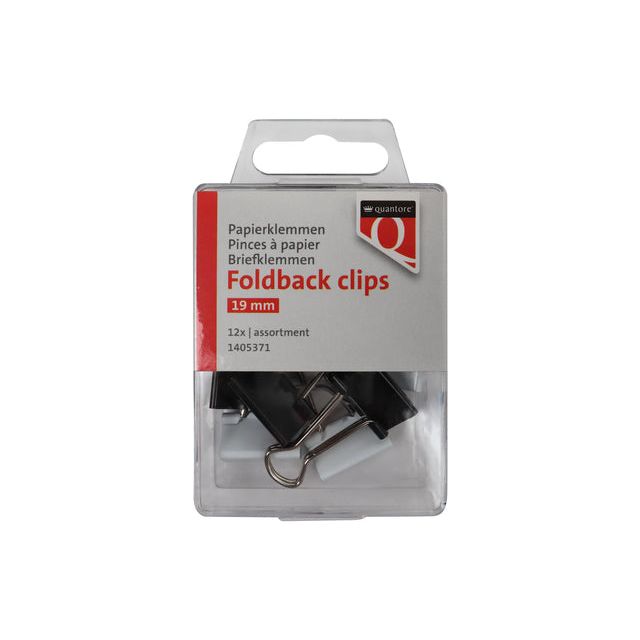 Quantore - Foldback Clips 19mm Assorti 12 Stücke | 10 Stück