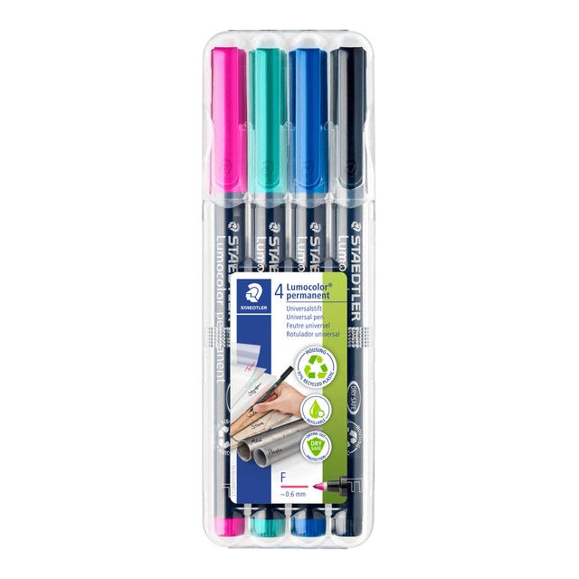 Staedtler - Viltstift Lumocolor 318 permanent F set à 4 kleuren