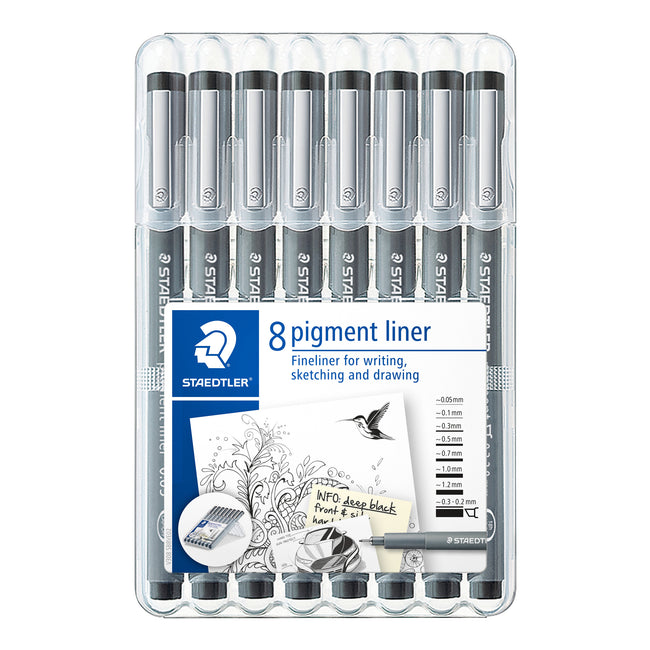 Staedtler - Fineliner Pigment 308 negro 8 piezas