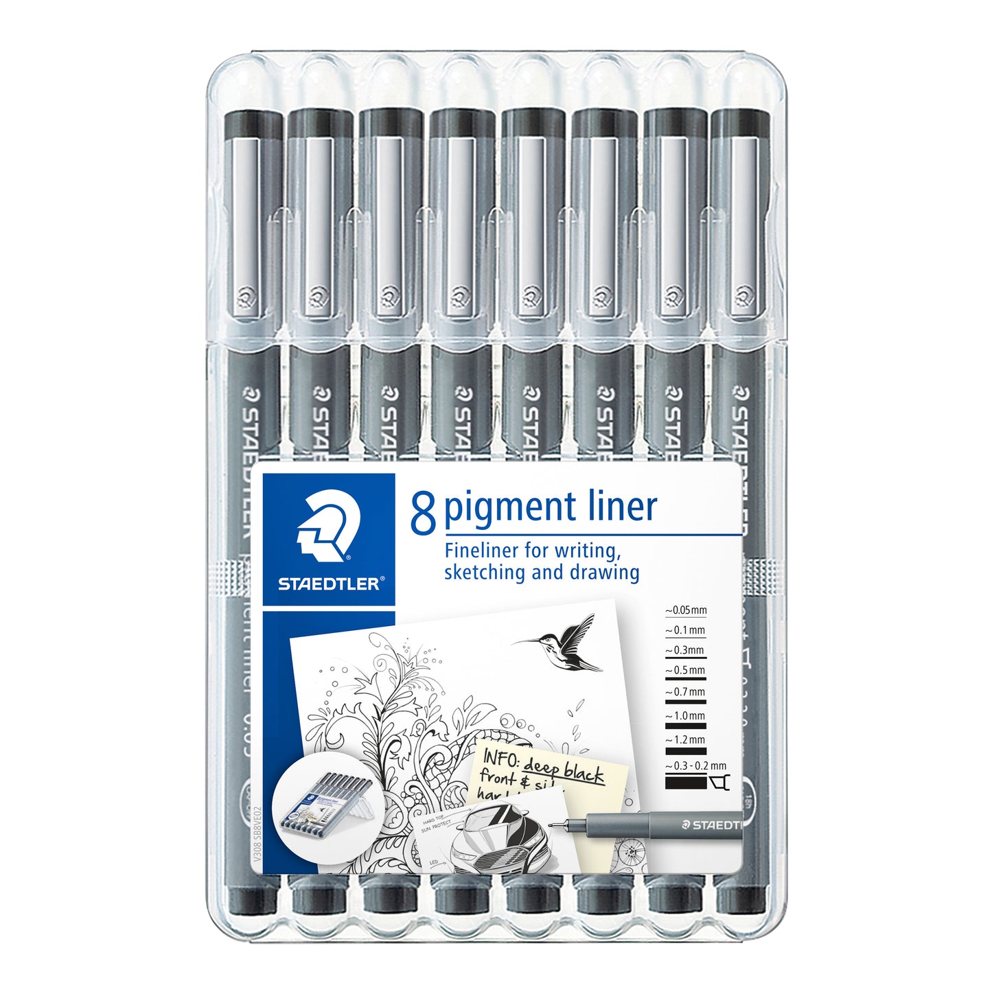 Staedtler - Fineliner Pigment 308 black 8 pieces