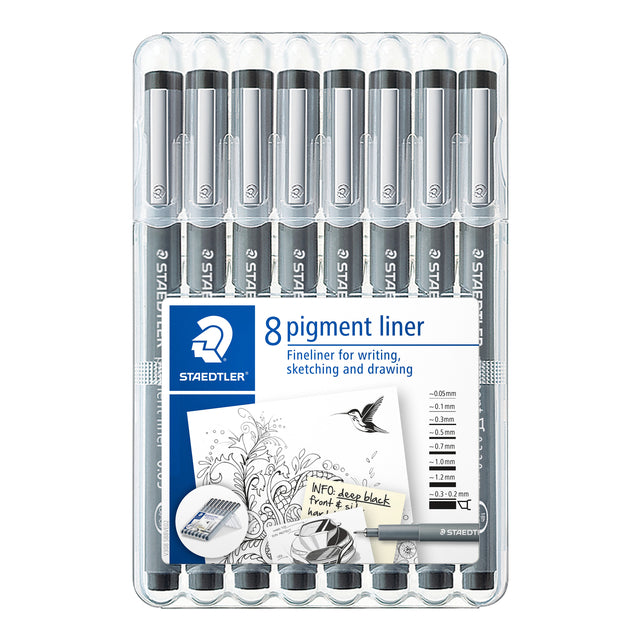 Staedtler - Fineliner Pigment 308 8 St Ass | Enui a 8 pièces | 10 morceaux