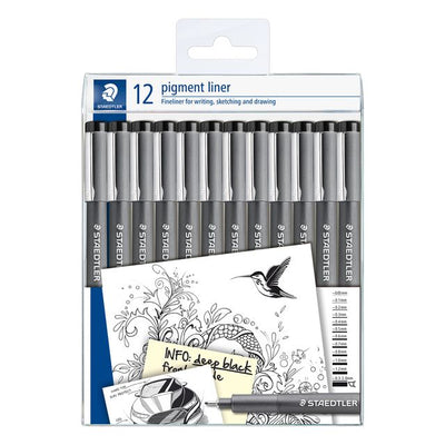 Staedtler - Fineliner Pigment 308 black set of 12 widths