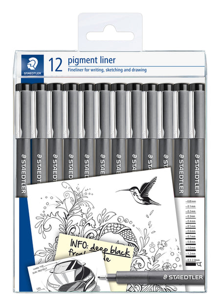 Staedtler - Fineliner Pigment 308 negro juego de 12 anchos