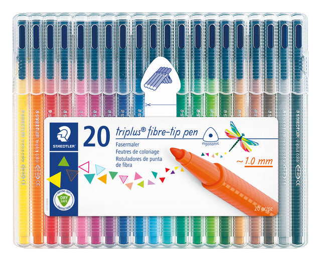 Staedtler - Felt -Tip Stop Triplus Couleur, Set -Up Box avec 20 couleurs