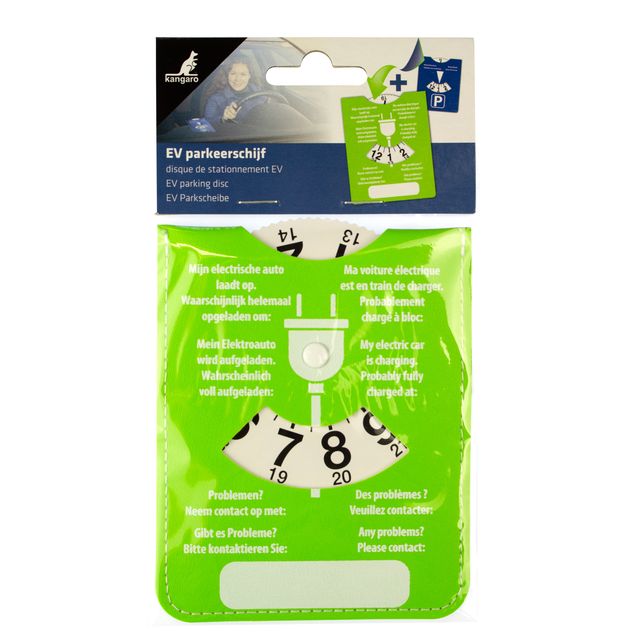 Kangaro - Disco de aparcamiento E-car con laterales azules y verdes