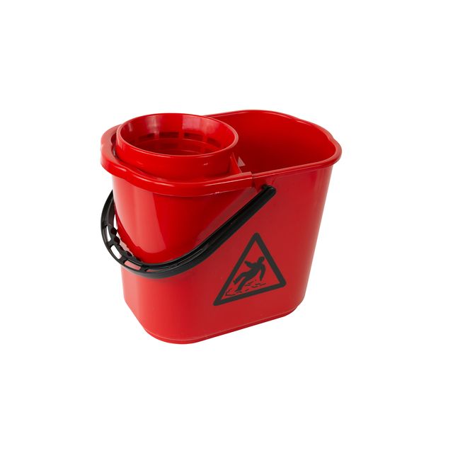 Cleaninq - Spanish mop bucket with basket 12L red