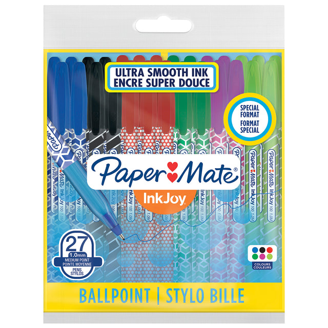 Paper Mate Inkjoy - Ballpen Paper Mate Inkjoy 100 Cap Wrap Ass | Valuepack une pièce de 27