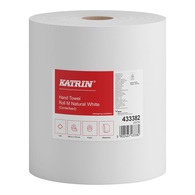 Katrin - Rouleau de serviette Katrin Centerfeed 1L blanc M 300mx178mm | 6 poche