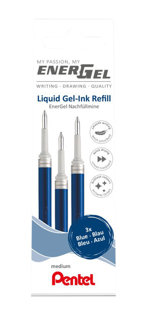 Pentel - Gelschrijvervulling LR7 Energel 0.4mm blauw set à 3 stuks | 12 stuks